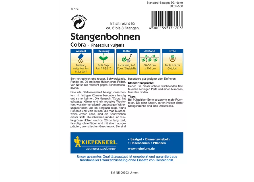 Stangenbohnen Cobra